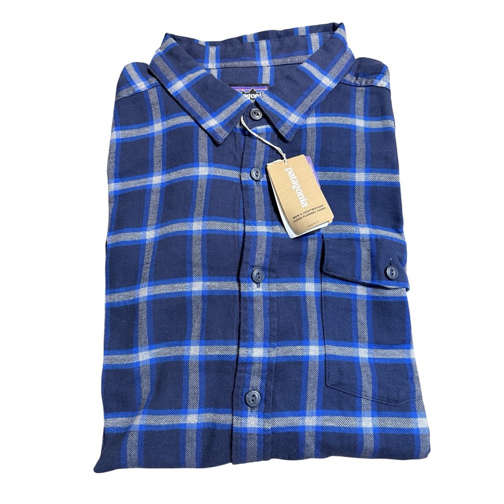 Patagonia Lightweight Fjord Flannel Shirt Mens XL Grange New Navy Plaid NWT